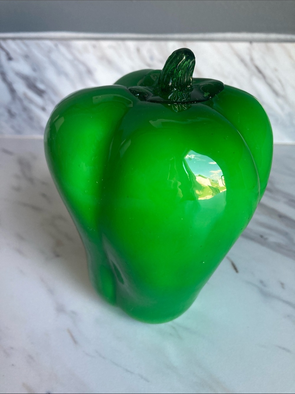 Vintage Green Glass Bell Pepper Kitchen Decor